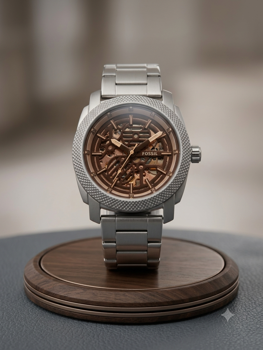 Fossil Men’s Mechanical Skeleton Watch SILVER
