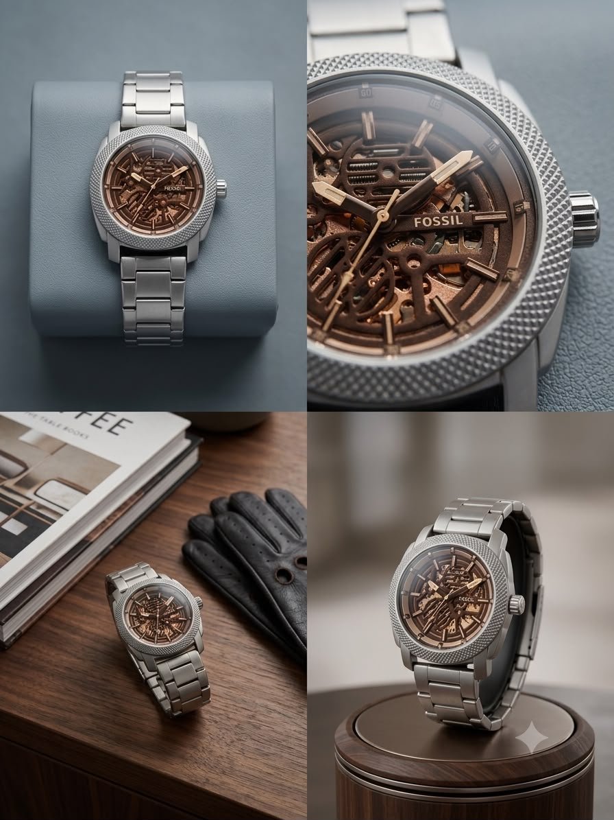 Fossil Men’s Mechanical Skeleton Watch SILVER - Image 2