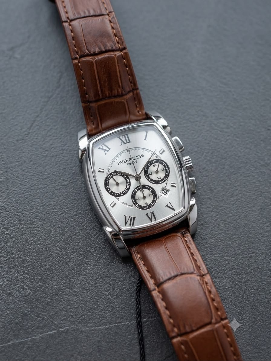 Patek Philippe Geneve Tonneau Chronograph Watch WHITE