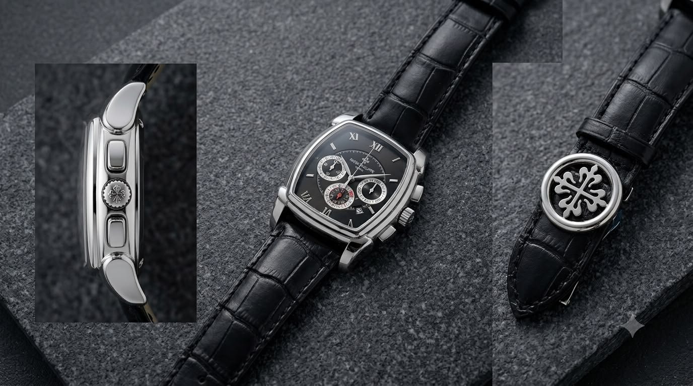 Patek Philippe Geneve Tonneau Chronograph Watch WHITE - Image 2